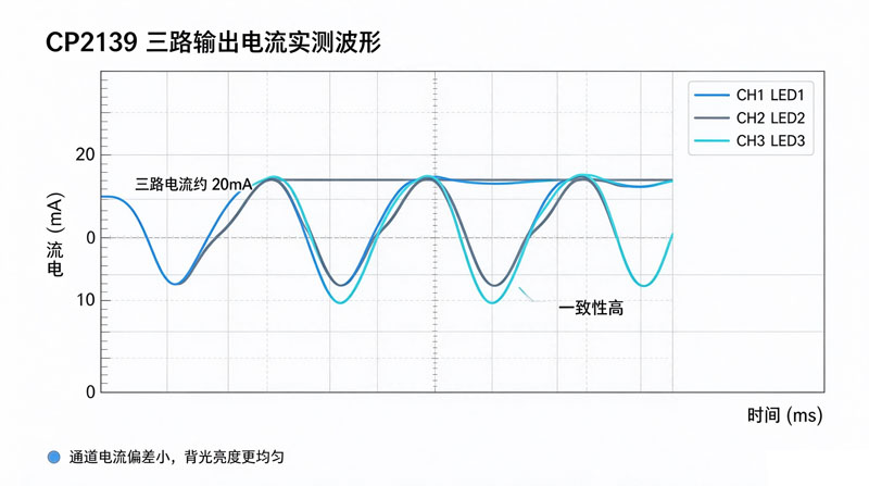 CP2139 三路输出电流实测波形图